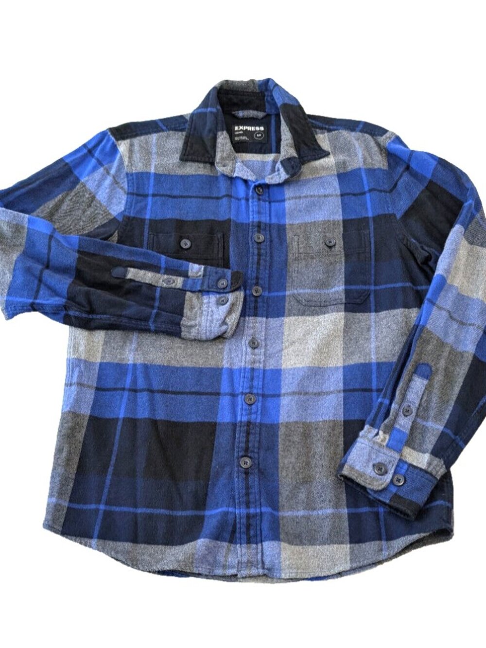 Express Men’s Check Plaid Blue Size Small